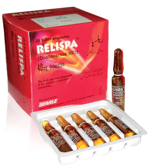 ຢາສີດ Relispa 40 ມກ, 80 ມກ. Drotaverine HCL Injection.